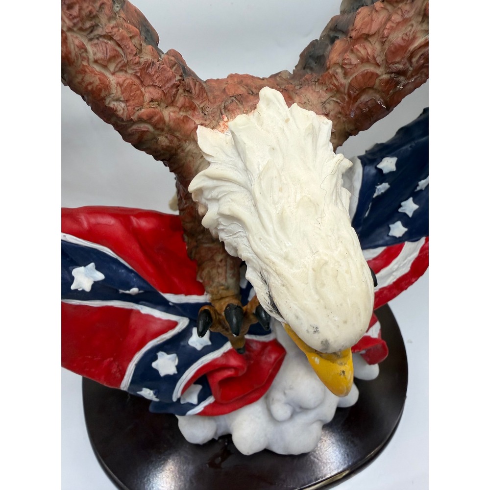 VTG DMB Collection Bald Eagle Figurine Confederate Rebel Flag Resin Statue 17x14 - Picture 3 of 14